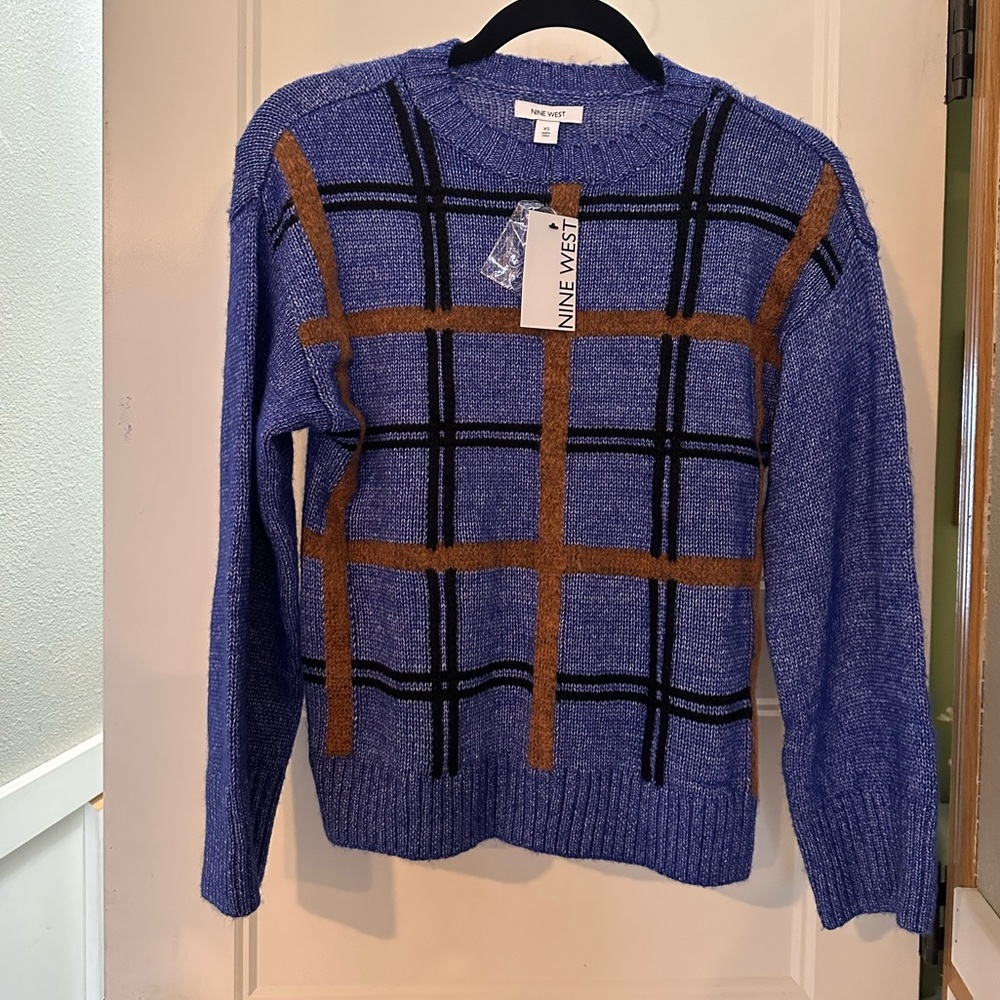 Nine West BNWT Blue Sweater With Pattern Size XS - Picture 1 of 3